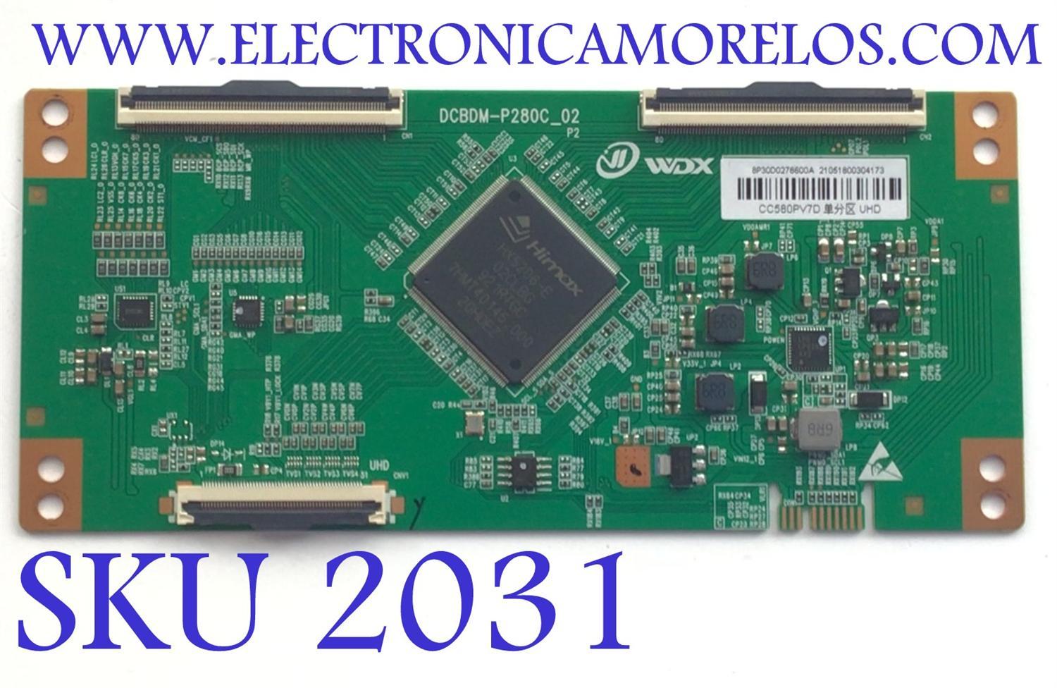 T-CON PARA TV VIZIO / NUMERO DE PARTE 8P30D0276600A / DCBDM-280C_02 / CC580PV7D / NUMERO DE PANEL TPT580WR-PV7D.Q / MODELO V585-J01 LMXUES